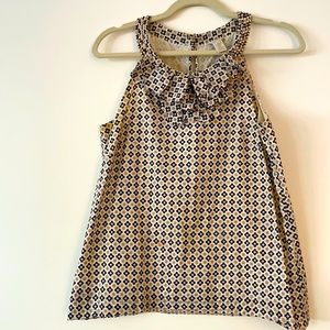 J. Crew Ruffleneck Geometric Sleeveless Top Size 4